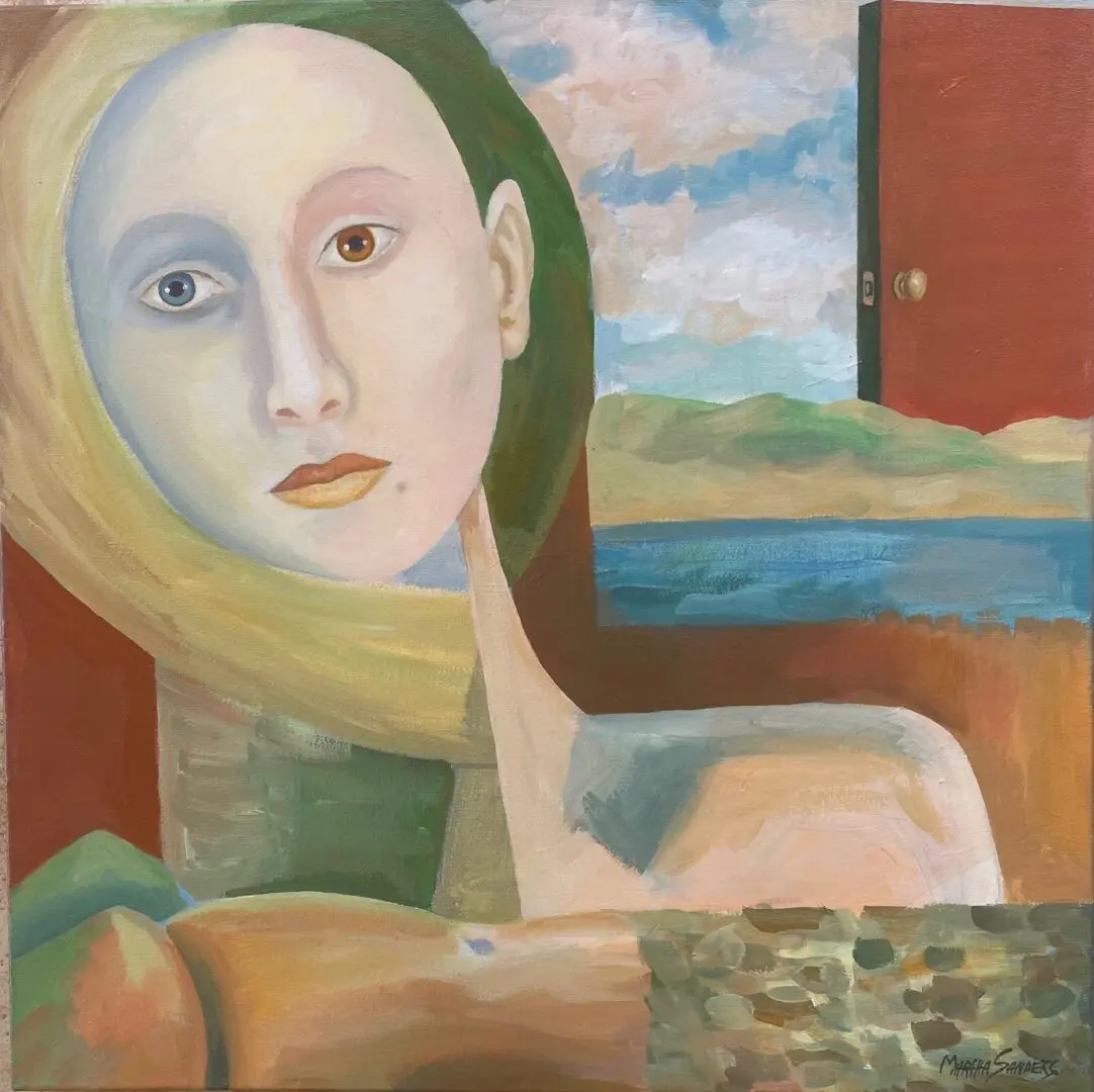 A painting of a woman with a mirror