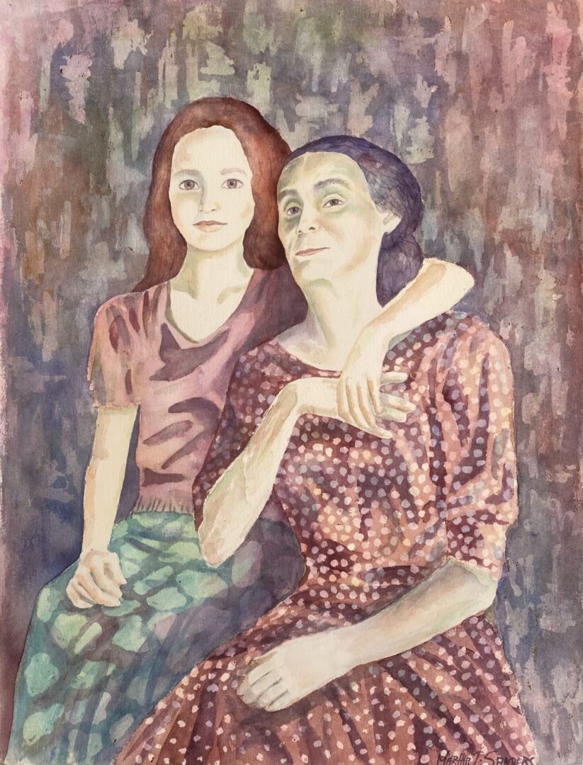 Two women sitting next to each other in a room.